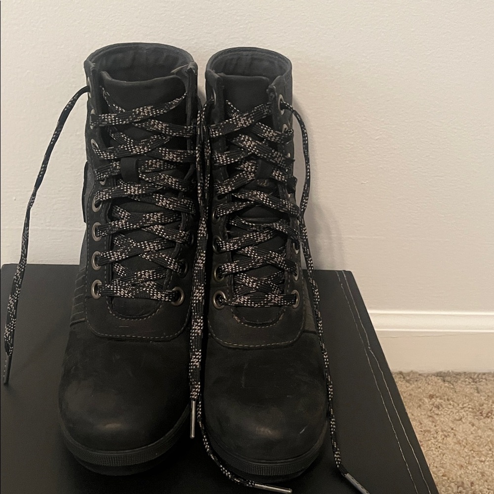 Sorel Black Lace-Up Wedge Boots - Picture 5 of 6